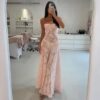 Wholesale Style Fashion Sexy Perspective Seaside Vacation Slim-fit Slip Dress Floral dress