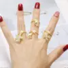Wholesale AS Jewelry Hot Sale Full Zircon Copper Plated 18k Gold Ocean Style Starfish Whale Ring Rin82