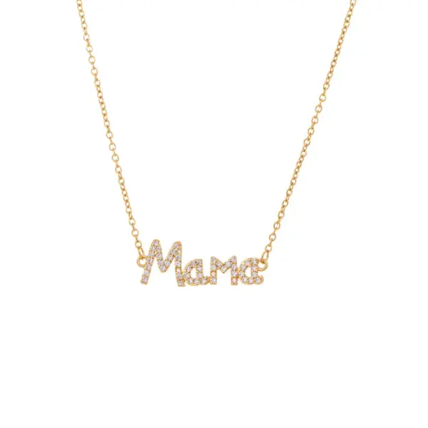 Wholesale Mama Letter Titanium Steel Plating Rhinestones Necklace
