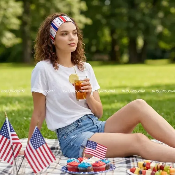 Wholesale American Flag Sport Hair Band Headband In Polyester, Perfect For Independence Day Celebrations