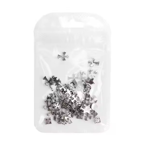 Wholesale Vintage Nail Art Jewelry Wholesale Punk Cross Scout Flower Diablo Silver Metal Nail Jewelry