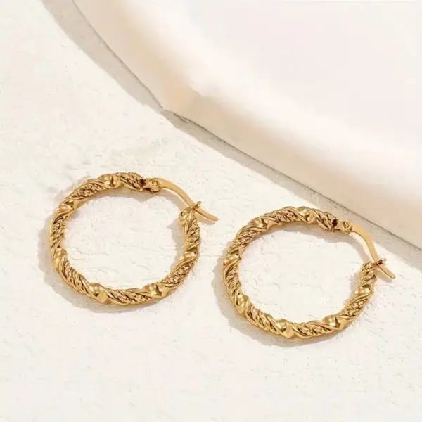 Wholesale 201 Stainless Steel Circle Spiral Stripe Electroplating Electroplating Simple Style Plating Gold Earrings