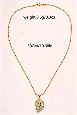 Wholesale Conch Waterproof Non Tarnish Necklace For Women, 18K Real Gold Plated 304 Stainless Steel With Zircon Inlay And Box Chain