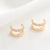 Wholesale Three-dimensional Geometric Earrings In Copper With 14K Real Gold Plating And Zircon Inlay, Featuring 925 Sterling Silver Studs