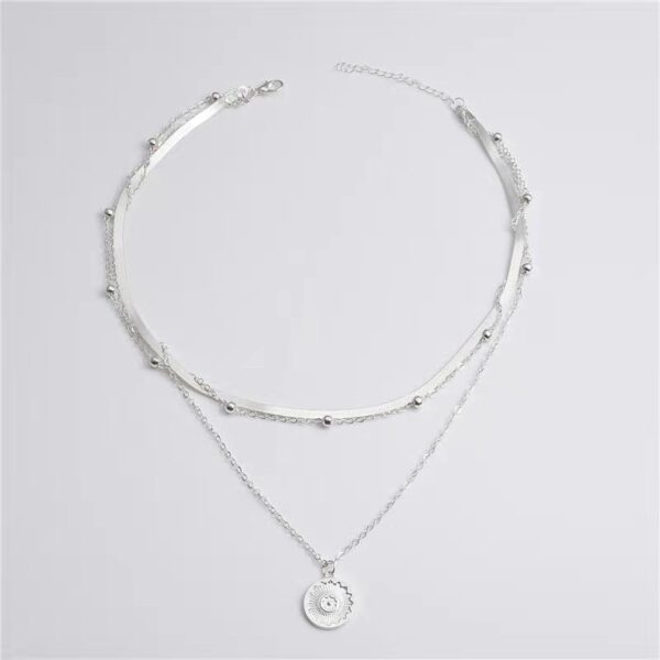 oly-57ca03dfc9dbe91a1540d5c761aca498 Wholesale Style Simple Multi-layer Lotus Pendant Necklace Women's Fashion Personalized Gold Bead Round Blade Chain Necklace Chain