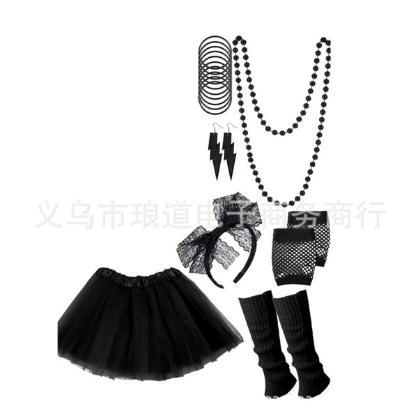 Wholesale  Neon Theme Prom Party Accessories Necklace Bow Lace Headband Lightning Earrings Mesh Dress Set