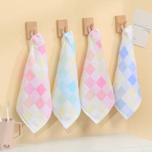 Wholesale Pure Cotton Square Towel Colorful Plaid Gauze Small Towel Children's Gauze Saliva Towel Kindergarten Handkerchief Towel