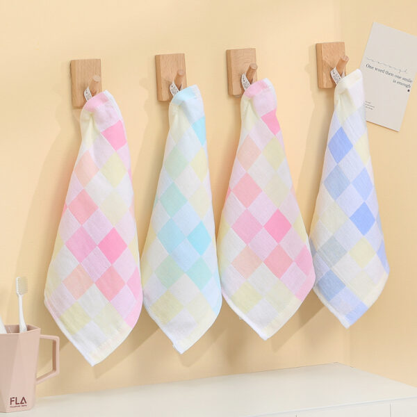 Wholesale Pure Cotton Square Towel Colorful Plaid Gauze Small Towel Children's Gauze Saliva Towel Kindergarten Handkerchief Towel