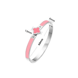 18k four leaf clover bracelet-steel powder