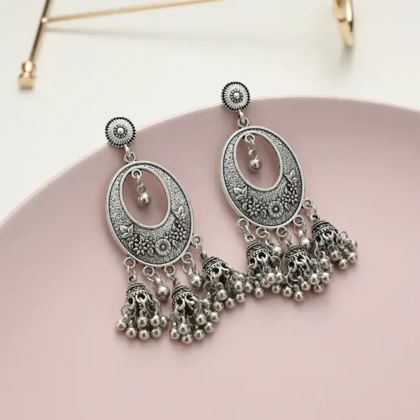Wholesale Fashionable Retro Bohemian Bell Tassel Earrings Style Travel Souvenir Ear Jewelry