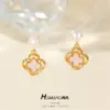 Wholesale Lucky Heart Stud Earrings For Women With 925 Sterling Silver Posts, Copper Base, And 14K Real Gold Plated Shell Inlay