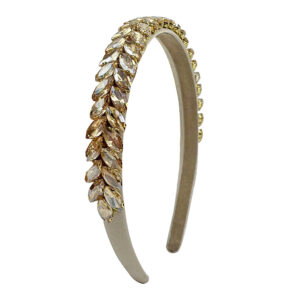 Brown leaf crystal headband