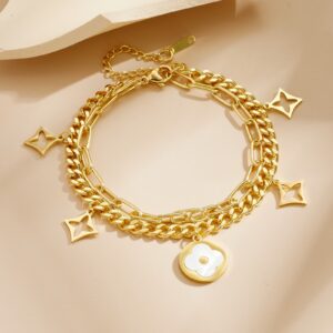 Wholesale Stainless steel four-leaf clover bracelet, 18k gold, non-fading titanium steel bracelet