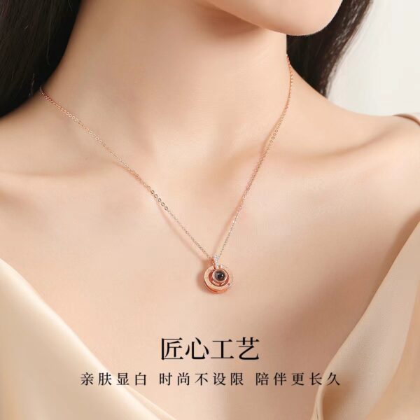 Wholesale 100 languages I love you ferris wheel projection necklace pendant female niche design sense