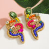 oly-581ac46a1b77432aad59ff82aa247359 Wholesale Earrings, Snake-Shaped Earrings, Handmade Rice Beads, Personalized Fashionable Colorful Pearl Earrings, Dropshipping