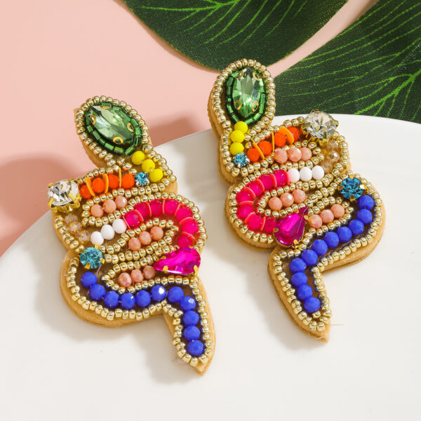oly-581ac46a1b77432aad59ff82aa247359 Wholesale Earrings, Snake-Shaped Earrings, Handmade Rice Beads, Personalized Fashionable Colorful Pearl Earrings, Dropshipping