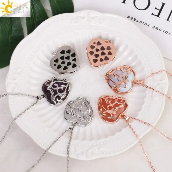 Wholesale Natural Crystal Heart Pendant Hollow Design Women's Necklace Elegant Simple Style Geometric Pattern 201 Stainless Steel Natural Stone Copper Jewelry Accessories