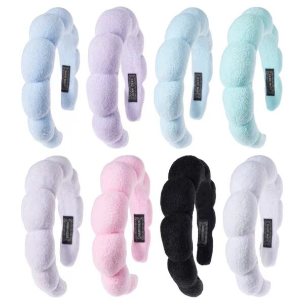 Wholesale terry cloth sponge twist hair band high cranial top color cloud bubble headband headdress headband women