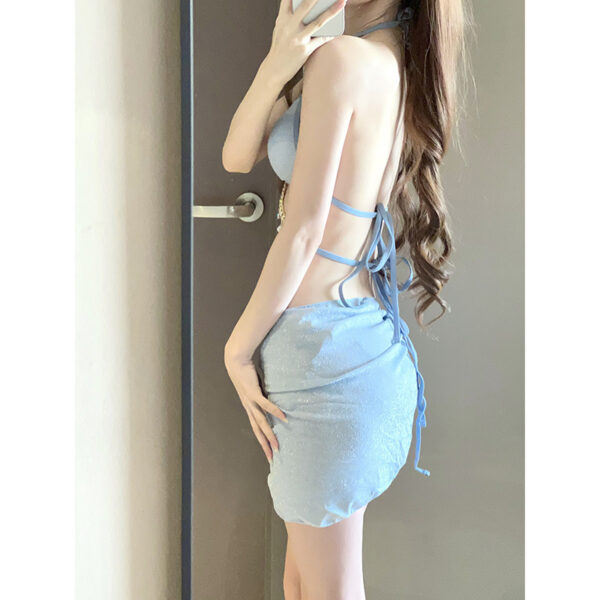 Wholesale Swimsuit Female Mermaid Diamond Chain Pure Lust Style Strap Triangle Bikini Three-Point Ins Sexy Vacation Swimsuit