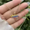 Wholesale Unisex National Flag Enamel Pendant Necklace With 18K Real Gold Plated Copper And PVD Coated Foxtail Chain
