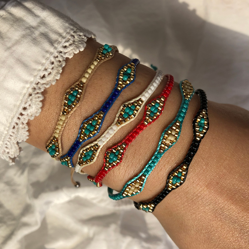 Wholesale Bohemian Style Friendship Bracelet Handmade Woven Rope Colorful Beaded Beaded Bracelet Retro Cross-border exotic jewelry