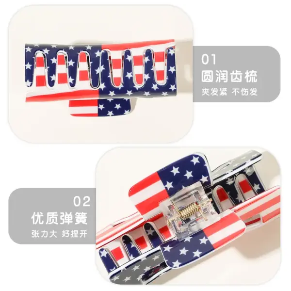Wholesale PVC American Flag Barrettes Festival Atmosphere High Sense Grip Back Head Shark Clip Hair Accessories