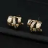 Wholesale Geometric Stud Earrings Featuring 14K Real Gold Plated Copper With Artificial Pearl Inlay And 925 Sterling Silver Posts
