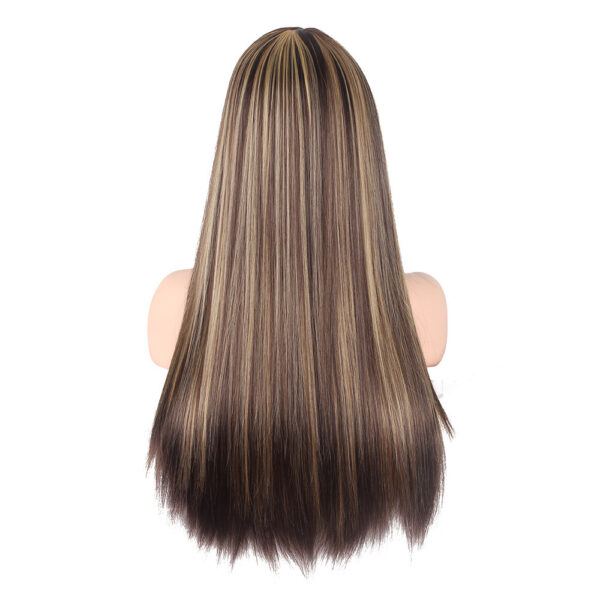 Wholesale wig ladies brown gold gradient long straight hair rose net wig set a generation of hair