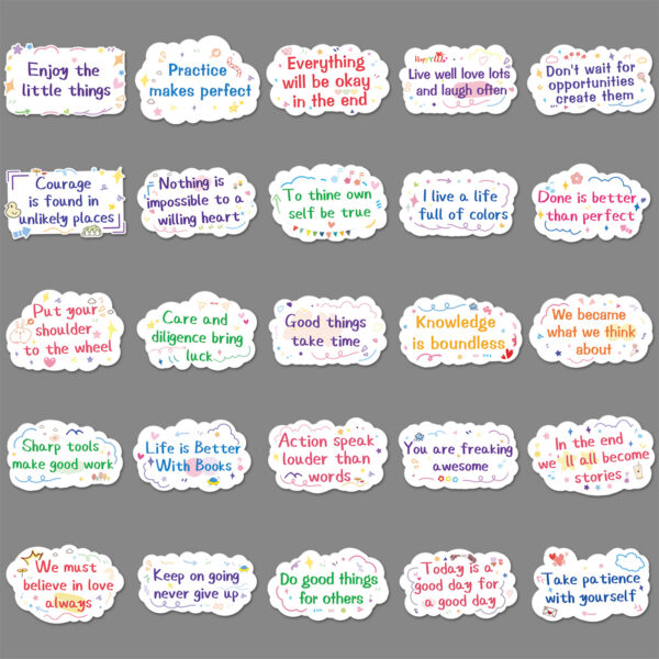 oly-58a0e894cc5909d49d12190b915e7a6d Wholesale 50 inspirational English short sentences graffiti personality text decoration DIY cup luggage sticker waterproof