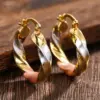 Wholesale Three-dimensional Geometric Earrings For Women In Copper With KC Golden Water Plating And 0.03µm Thickness