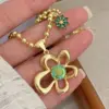 Wholesale Jewelry Classic Style Flower Copper Zircon 18K Gold Plated Plating Ball Chain Pendant Necklace