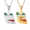 oly-58bd3ceeb9cf75663e663b1944031b74 Wholesale Independence Day Map Pendant Necklace For Unisex Featuring 304 Stainless Steel With 18K Real Gold Plated 0.03µm Thickness Cable Chain
