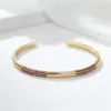 Wholesale Round Inlay Copper Cuff Bracelet For Women With Electroplated Gold Plating And Rhinestone Details