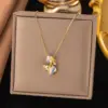 Wholesale Women’s Gourd Pendant Necklace With Inlay Artificial Rhinestones, 18K Real Gold Plated Copper, Water Plating On Cable Chain