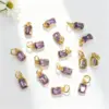 Wholesale 18K Gold Plated Copper Color Retention Rectangular Colorful Zircon Twelve Constellation Stone Pendant DIY Jewelry Hanging Water Plated Imitation Gold Geometric