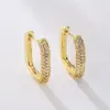 Wholesale 18K Gold Plated Copper Zircon Geometric Hoop Earrings