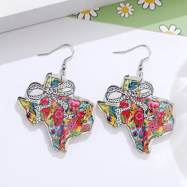 Wholesale Retro Map Print Acrylic Drop Earrings For Women With 304 Stainless Steel Ear Pins