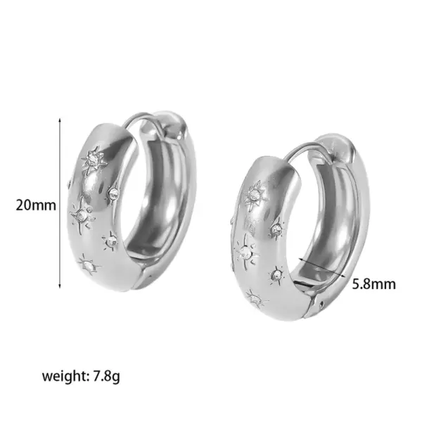 Wholesale PVD Coated Real Gold Plated Hexagram 304 Stainless Steel Vintage Style Waterproof Non Tarnish Hoop Earrings