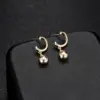 Wholesale Geometric Stud Earrings With 925 Sterling Silver Posts, Copper Base Electroplated And 14K Real Gold Plated Featuring Zircon Inlay