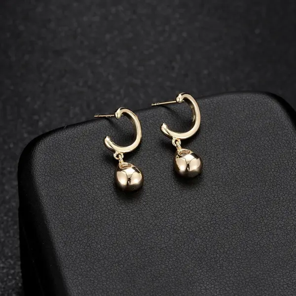 Wholesale Geometric Stud Earrings With 925 Sterling Silver Posts, Copper Base Electroplated And 14K Real Gold Plated Featuring Zircon Inlay