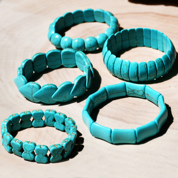 Wholesale Best Selling Wide Elastic Cord Turquoise Bracelet Retro Heart Shaped Bracelet Women's Jewelry