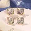 Wholesale Hypoallergenic Flowers Stud Earrings For Women With Freshwater Pearl Inlay, Copper Base, And KC Golden UV Plating
