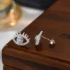 Wholesale Fashionable Full Diamond Devil's Eye Earrings Style Resin Post Studs Geometric And Star Patterns For Women