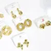 Wholesale 1 Pair/Package Elegant Round Flower Plating Acrylic Pearl Copper 18K Gold Plated Ear Studs