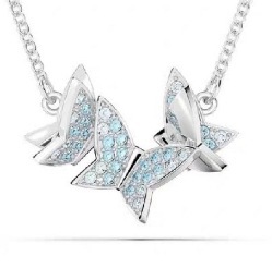 Platinum blue butterfly necklace