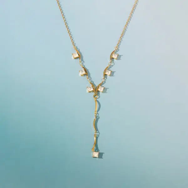 Wholesale Geometric Necklace For Women, 18K Gold Plated 304 Stainless Steel, PVD Coated, Zircon Inlay, Cable Chain