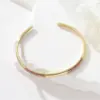Wholesale Round Inlay Copper Cuff Bracelet For Women With Electroplated Gold Plating And Rhinestone Details