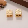 Wholesale Hypoallergenic Letter Stud Earrings For Women In Copper With KC Golden UV Plating And Zircon Inlay