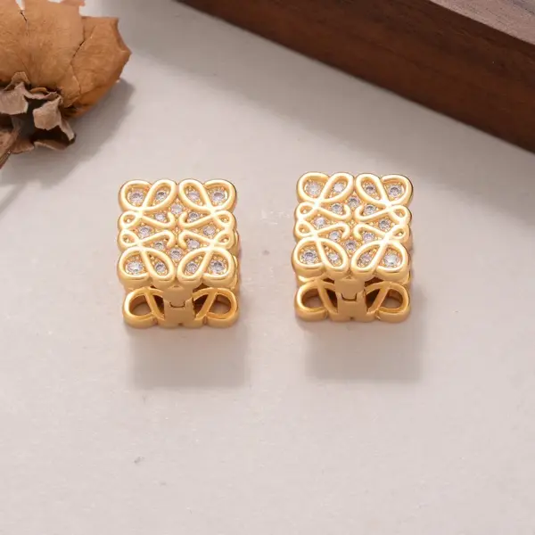 Wholesale Hypoallergenic Letter Stud Earrings For Women In Copper With KC Golden UV Plating And Zircon Inlay