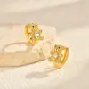 Wholesale Water-plated Imitation Gold Copper Material Inlaid Zircon Infinity Hoop Earrings Shiny Earrings Women's Jewelry All Seasons